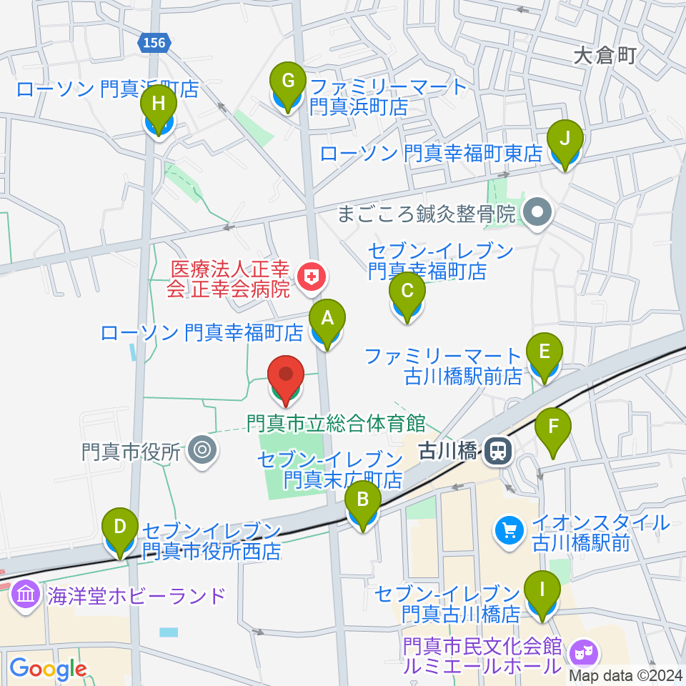 門真市立総合体育館周辺のコンビニエンスストア一覧地図