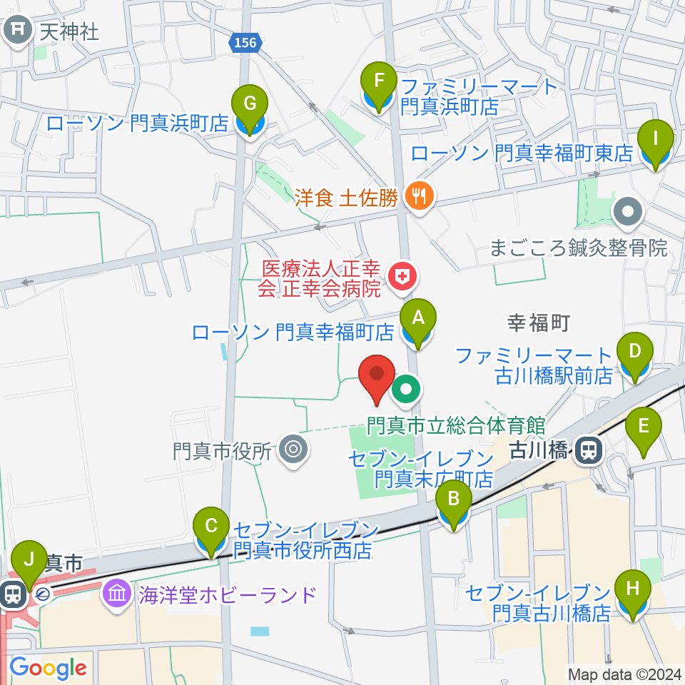 門真市立総合体育館周辺のコンビニエンスストア一覧地図