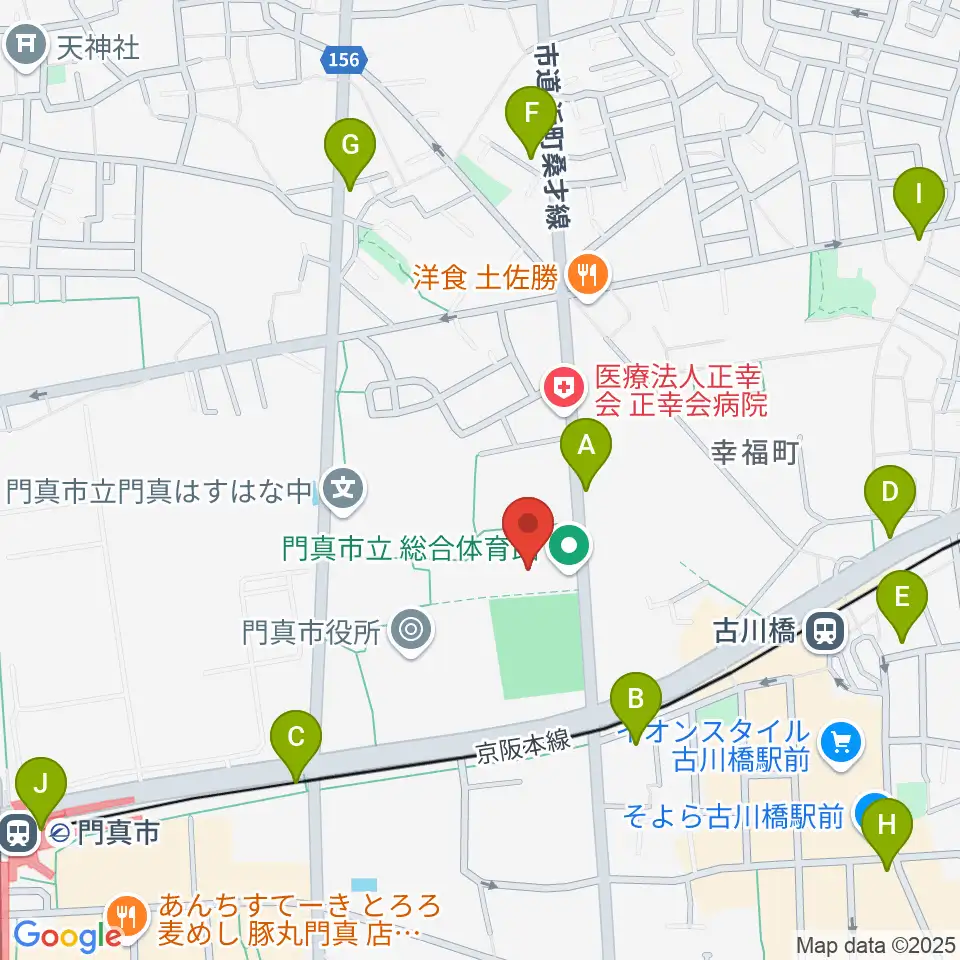 門真市立総合体育館周辺のコンビニエンスストア一覧地図