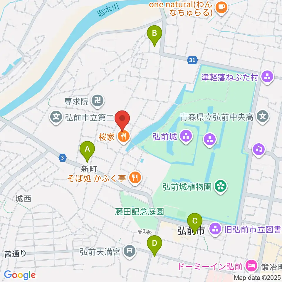 弘前市民体育館周辺のコンビニエンスストア一覧地図