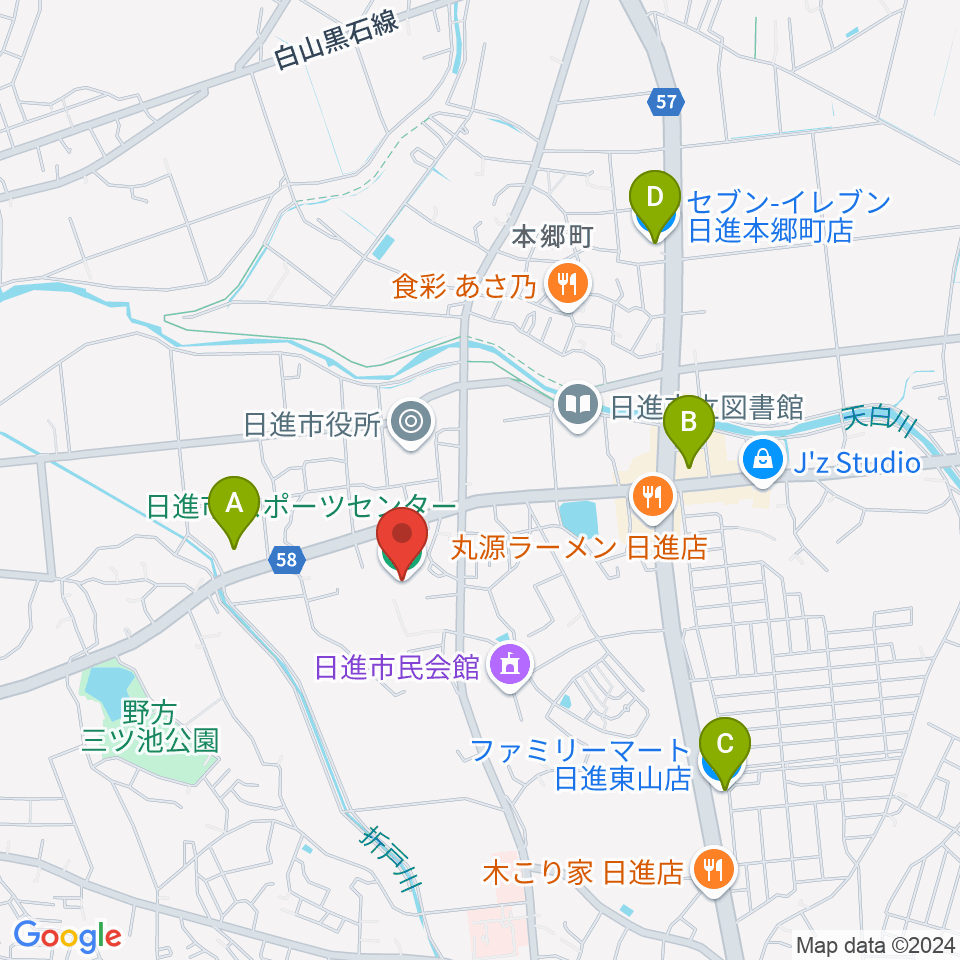 日進市スポーツセンター周辺のコンビニエンスストア一覧地図