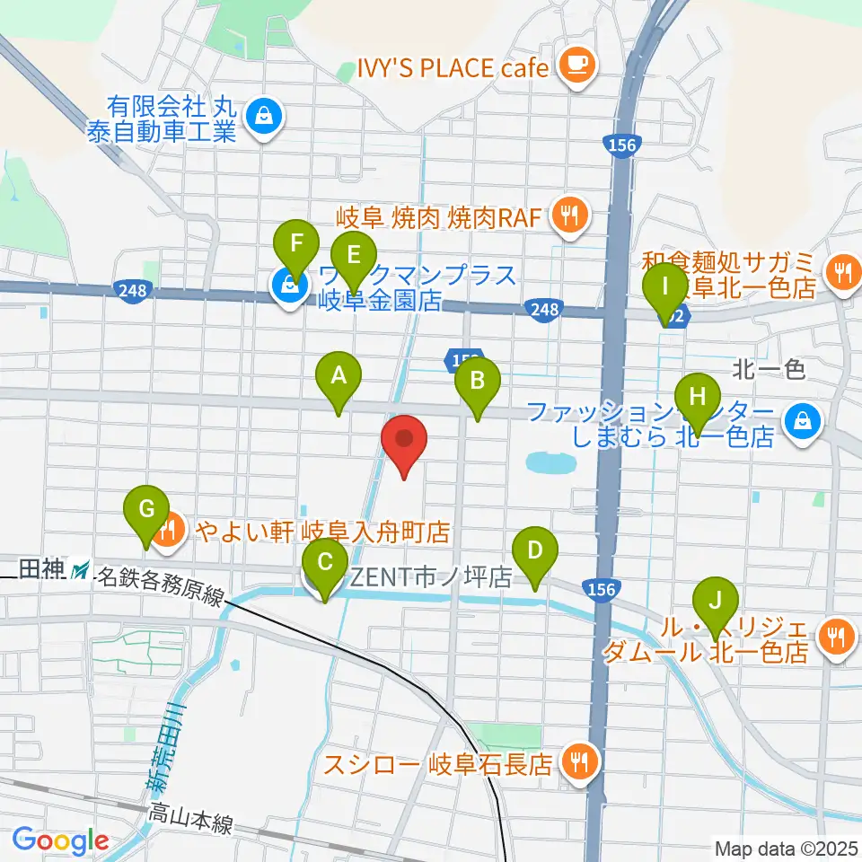 岐阜市民総合体育館周辺のコンビニエンスストア一覧地図