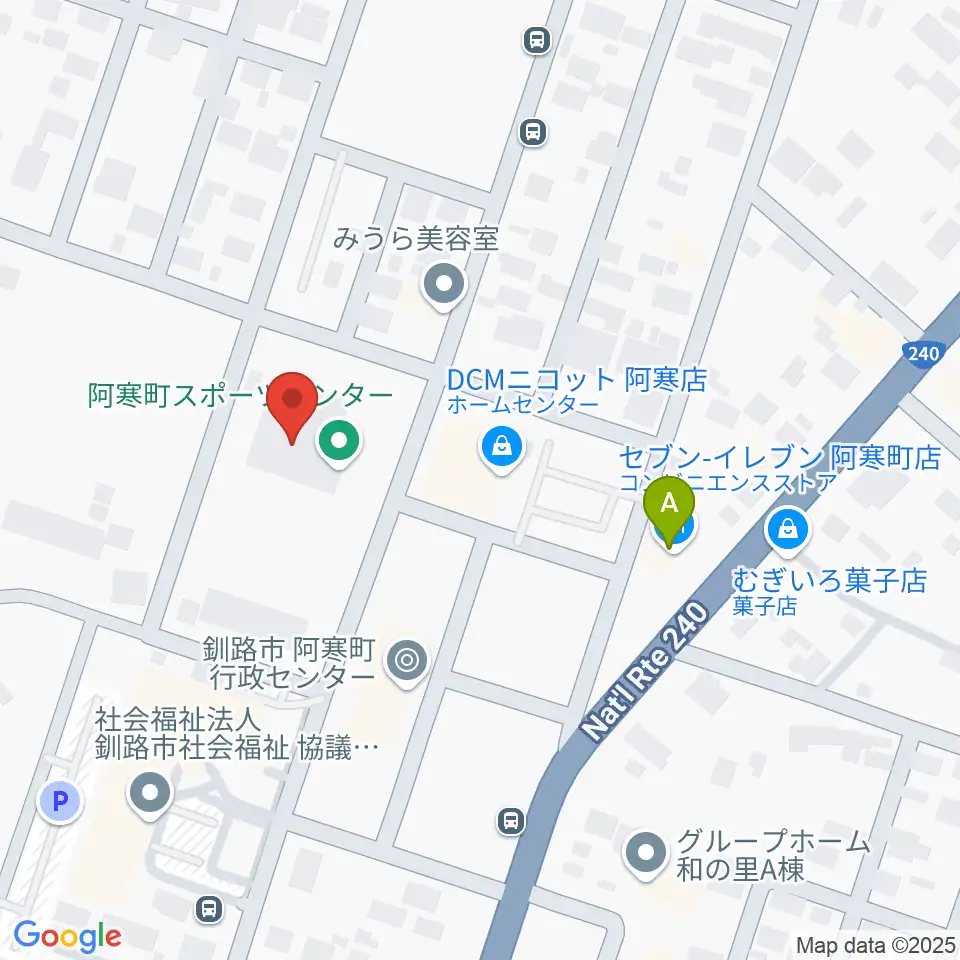 釧路市阿寒町スポーツセンター周辺のコンビニエンスストア一覧地図