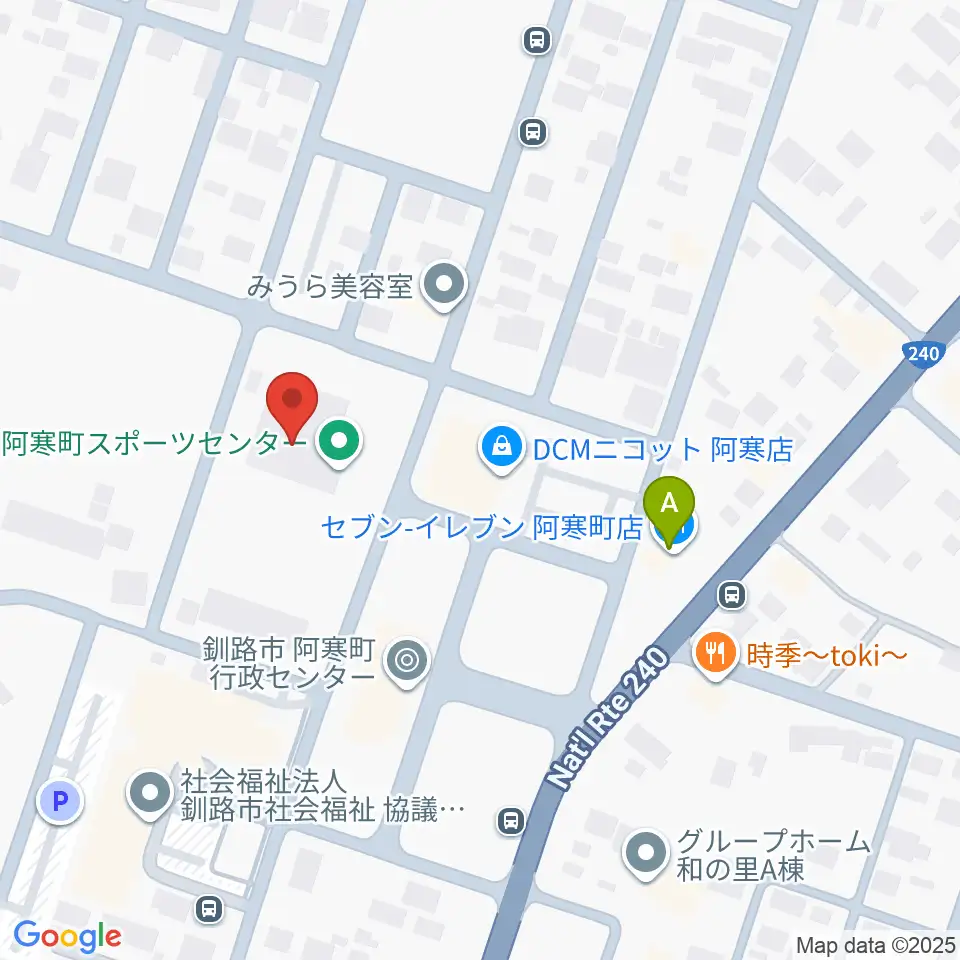 釧路市阿寒町スポーツセンター周辺のコンビニエンスストア一覧地図