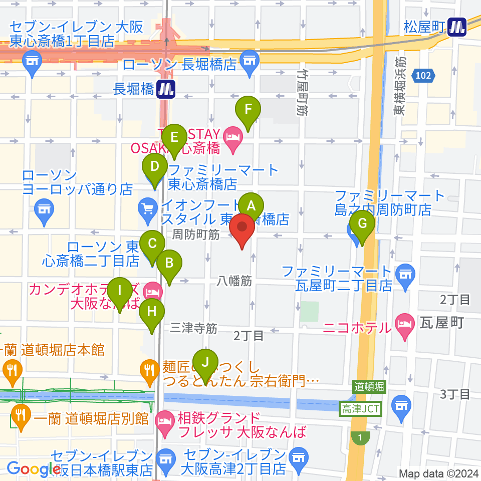 大阪市立中央スポーツセンター周辺のコンビニエンスストア一覧地図