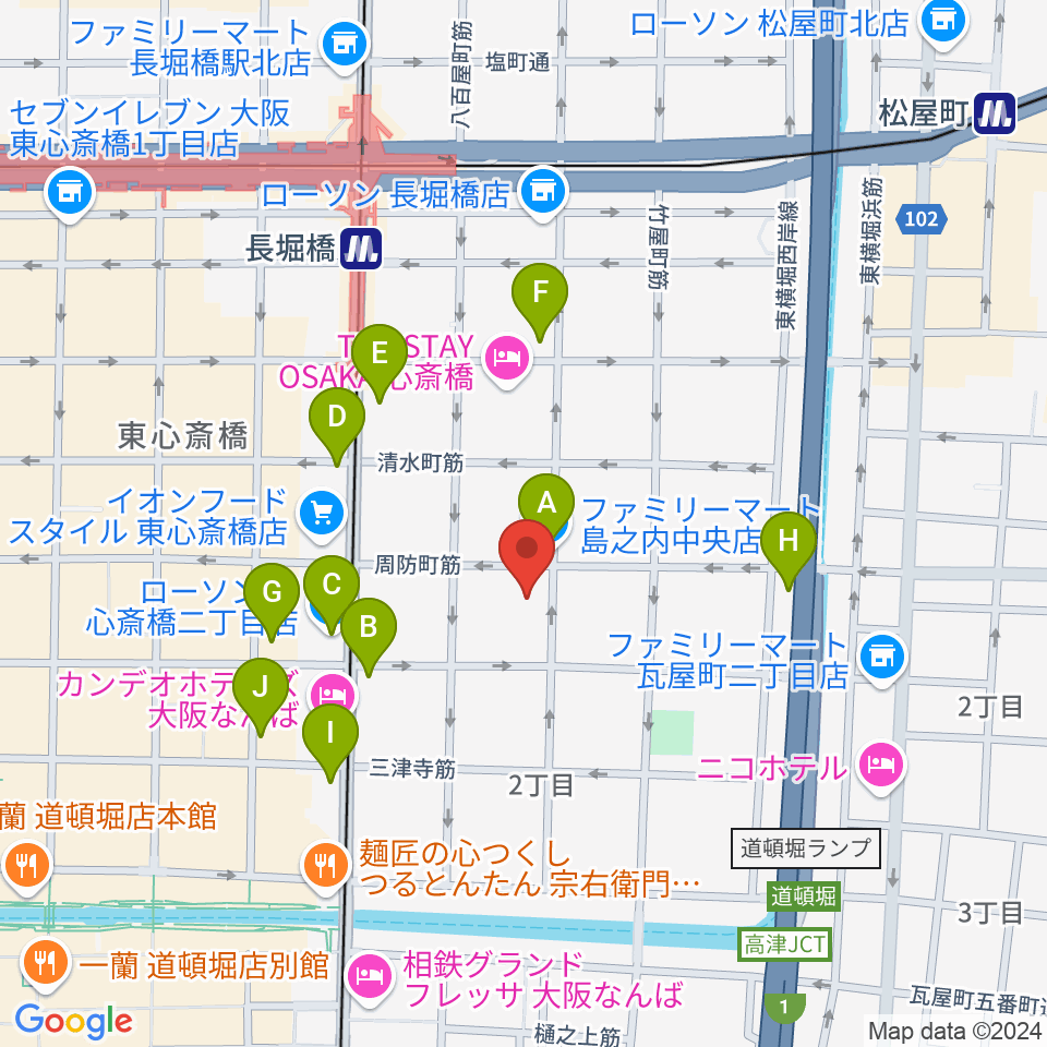 大阪市立中央スポーツセンター周辺のコンビニエンスストア一覧地図