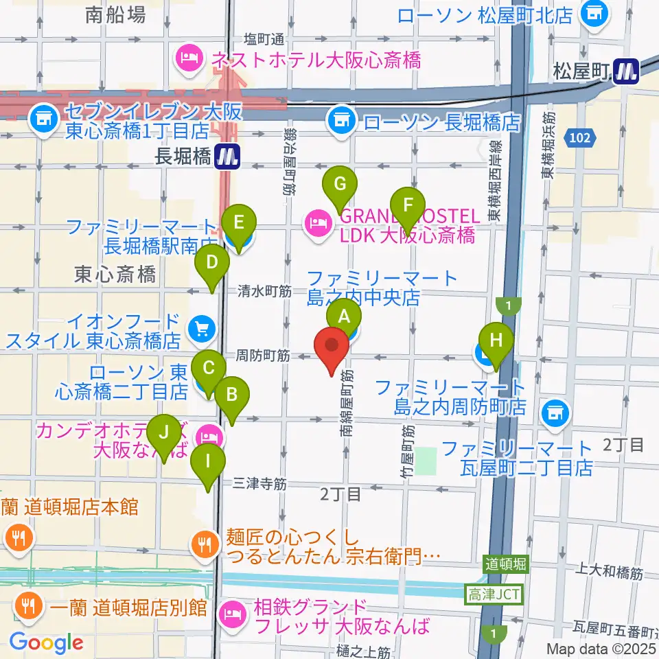 大阪市立中央スポーツセンター周辺のコンビニエンスストア一覧地図