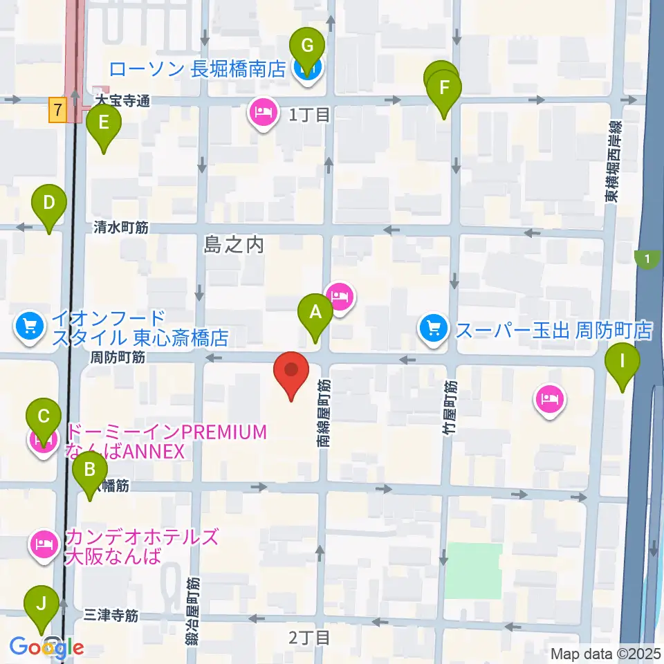 大阪市立中央スポーツセンター周辺のコンビニエンスストア一覧地図