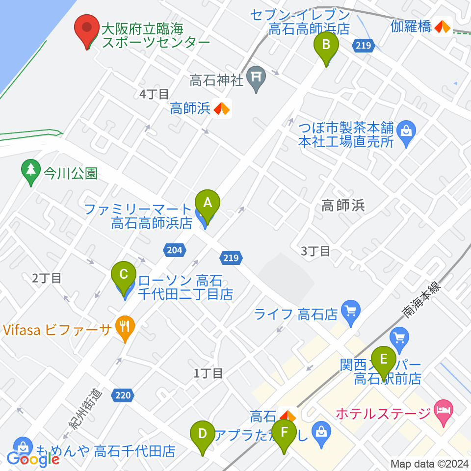 大阪府立臨海スポーツセンター周辺のコンビニエンスストア一覧地図