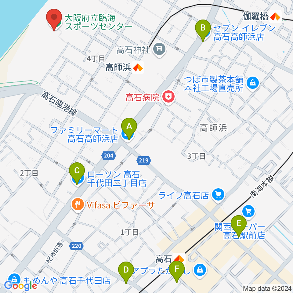 大阪府立臨海スポーツセンター周辺のコンビニエンスストア一覧地図