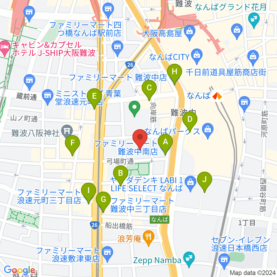 大阪市立浪速スポーツセンター周辺のコンビニエンスストア一覧地図