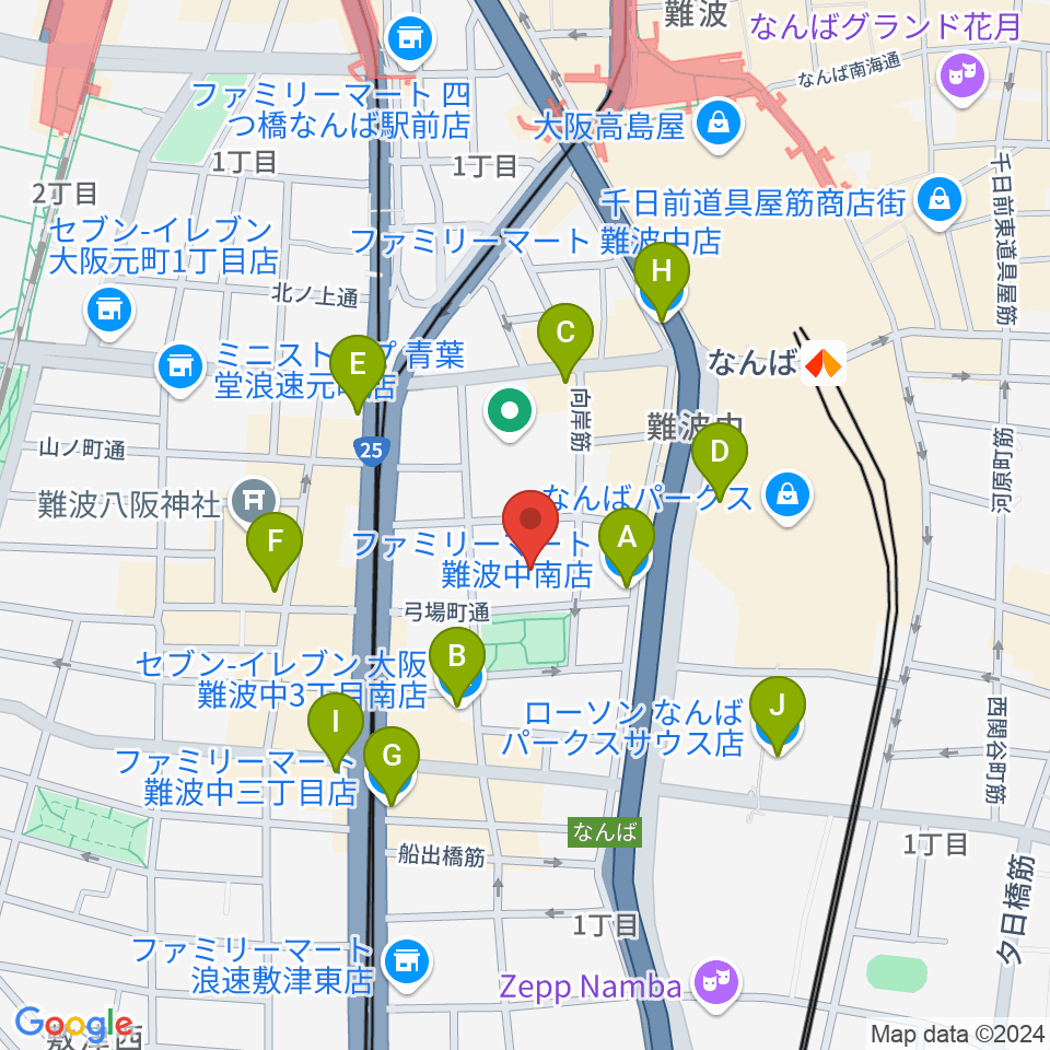 大阪市立浪速スポーツセンター周辺のコンビニエンスストア一覧地図