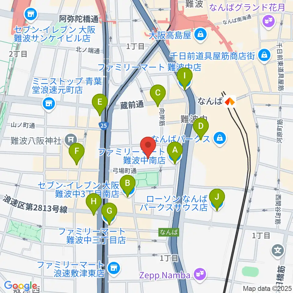 大阪市立浪速スポーツセンター周辺のコンビニエンスストア一覧地図