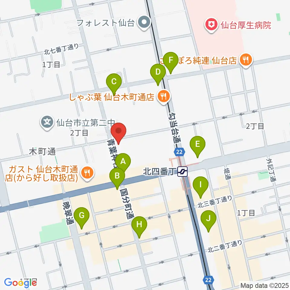 フォーラム仙台周辺のコンビニエンスストア一覧地図
