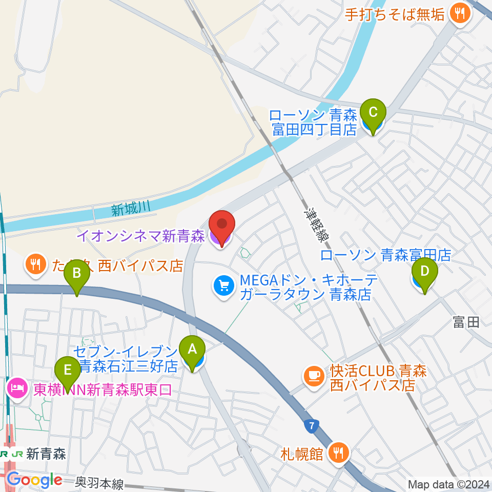 イオンシネマ新青森周辺のコンビニエンスストア一覧地図