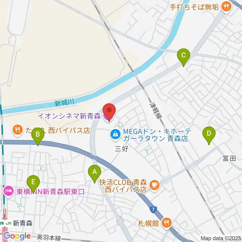 イオンシネマ新青森周辺のコンビニエンスストア一覧地図
