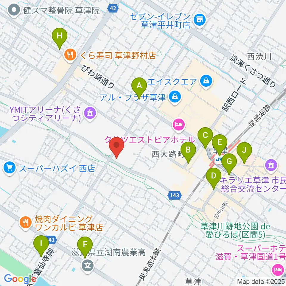 インフロニア草津アクアティクスセンター周辺のコンビニエンスストア一覧地図