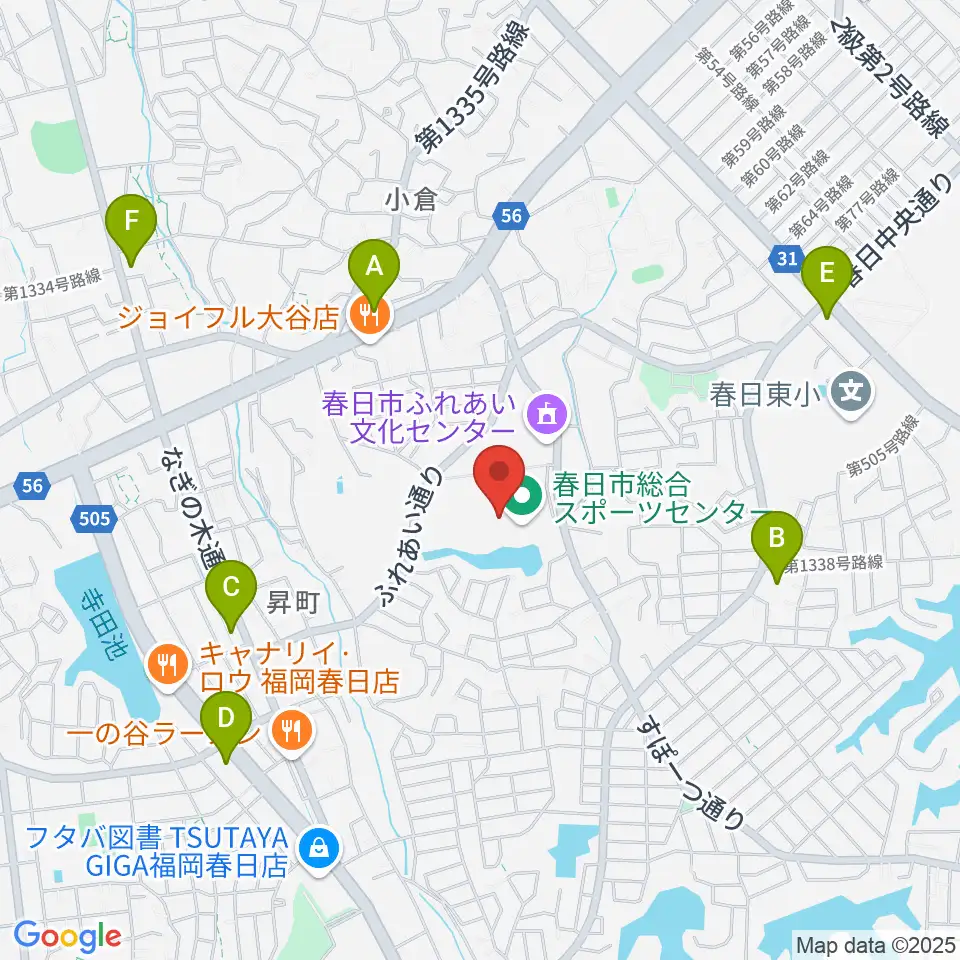 春日市総合スポーツセンター周辺のコンビニエンスストア一覧地図