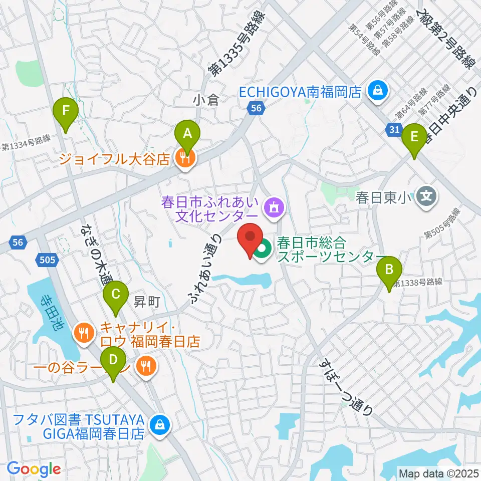 春日市総合スポーツセンター周辺のコンビニエンスストア一覧地図