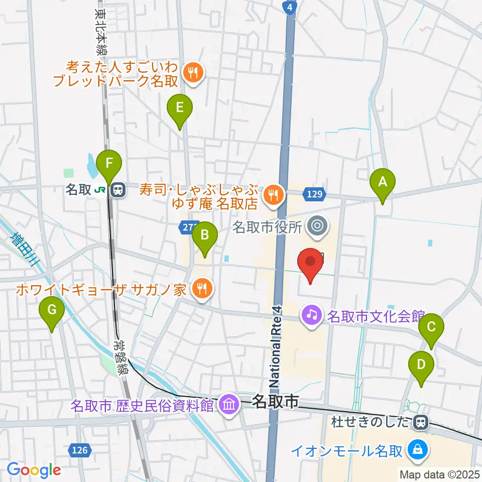 名取市民体育館周辺のコンビニエンスストア一覧地図