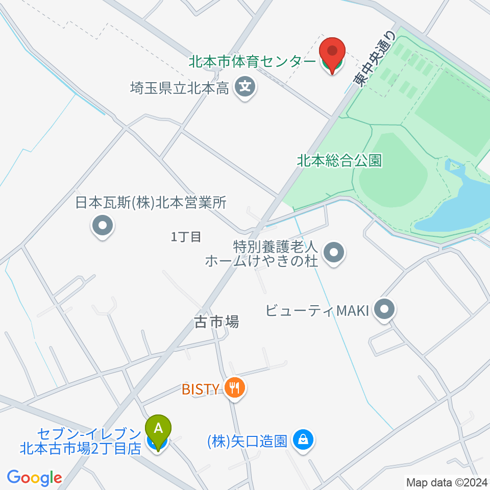 北本市体育センター周辺のコンビニエンスストア一覧地図