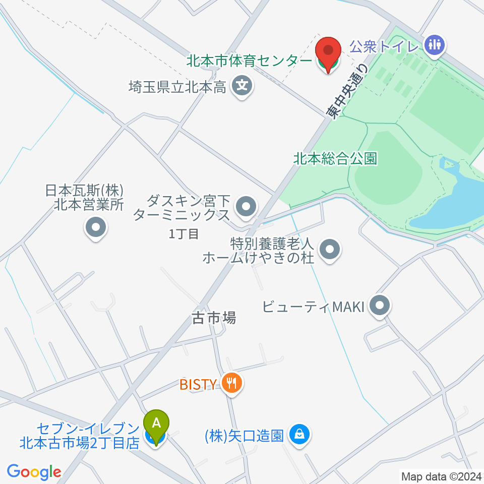 北本市体育センター周辺のコンビニエンスストア一覧地図