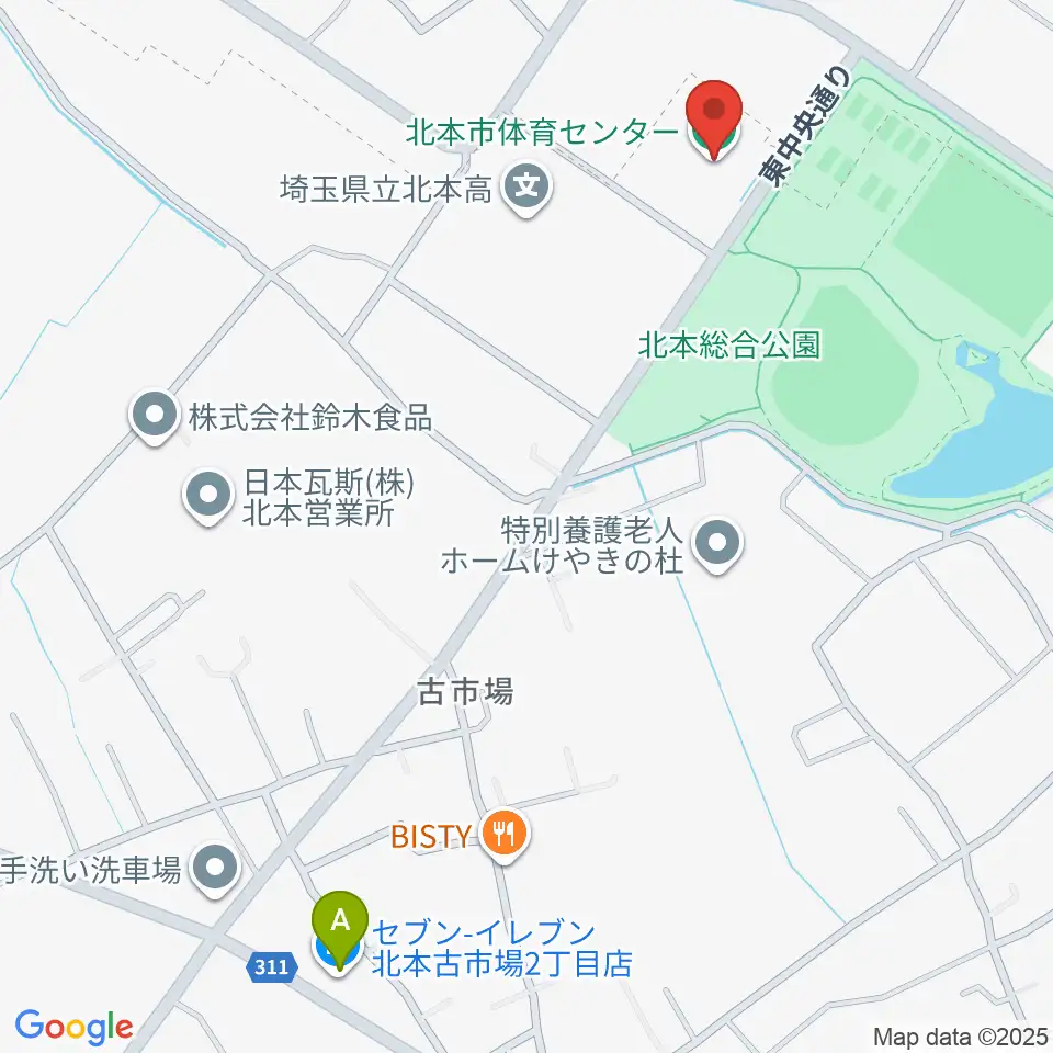 北本市体育センター周辺のコンビニエンスストア一覧地図