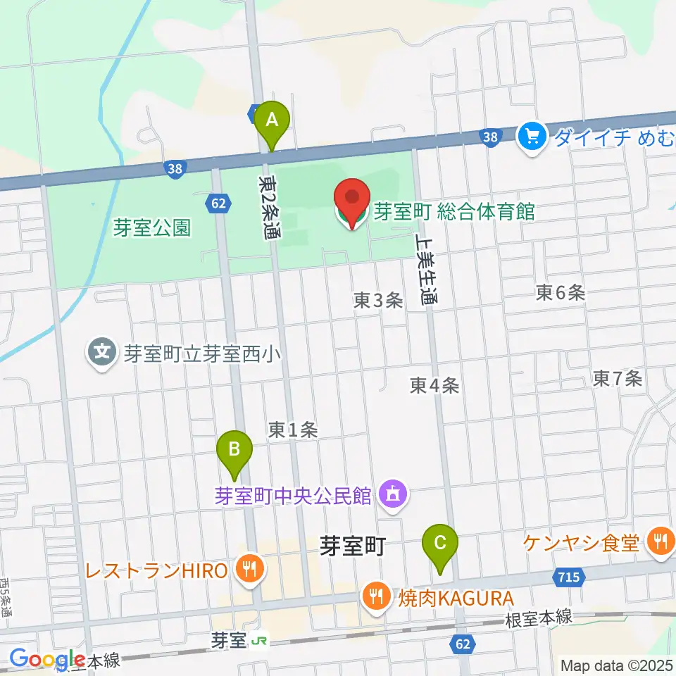 芽室町総合体育館周辺のコンビニエンスストア一覧地図