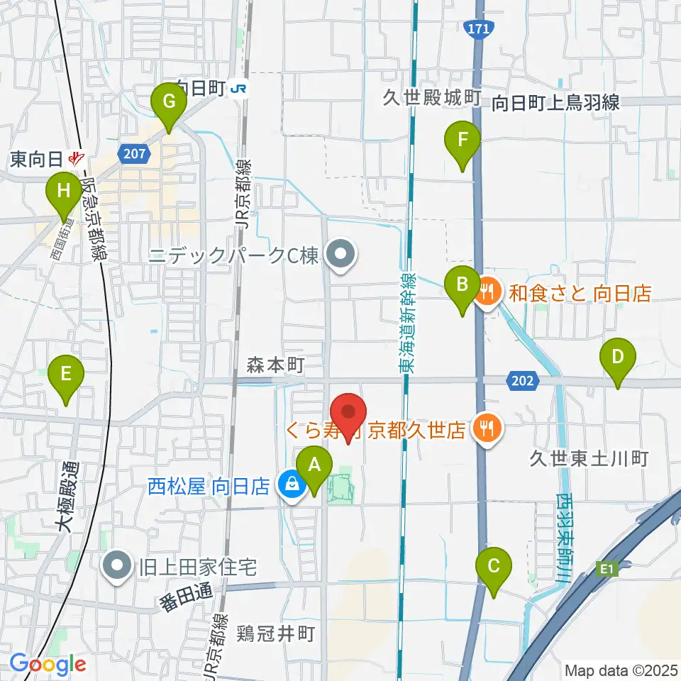向日市民体育館周辺のコンビニエンスストア一覧地図