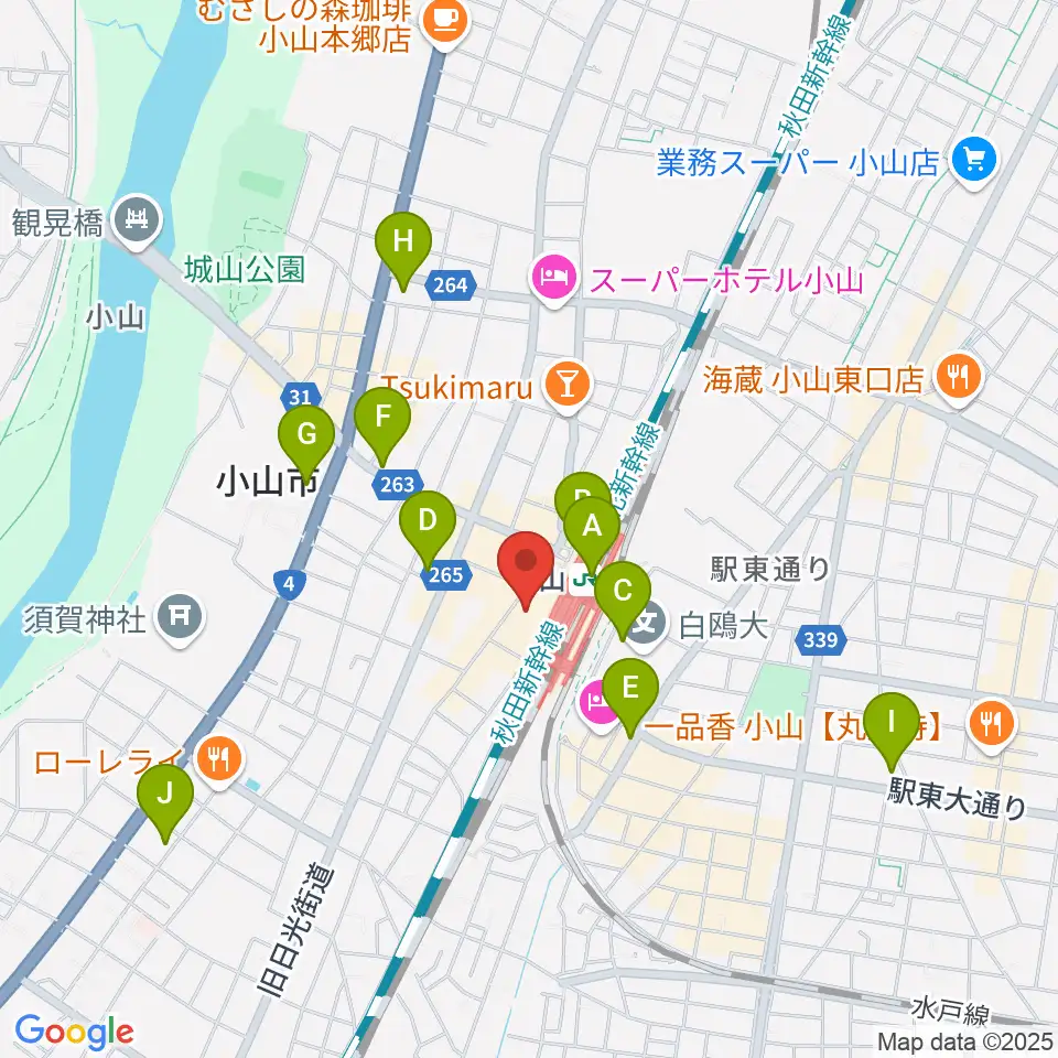 小山シネマロブレ周辺のコンビニエンスストア一覧地図