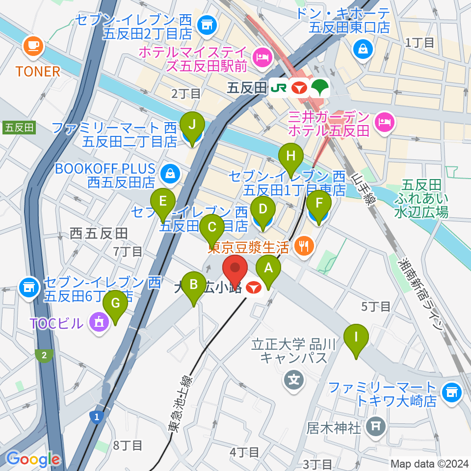 シティホール&ギャラリー五反田周辺のコンビニエンスストア一覧地図