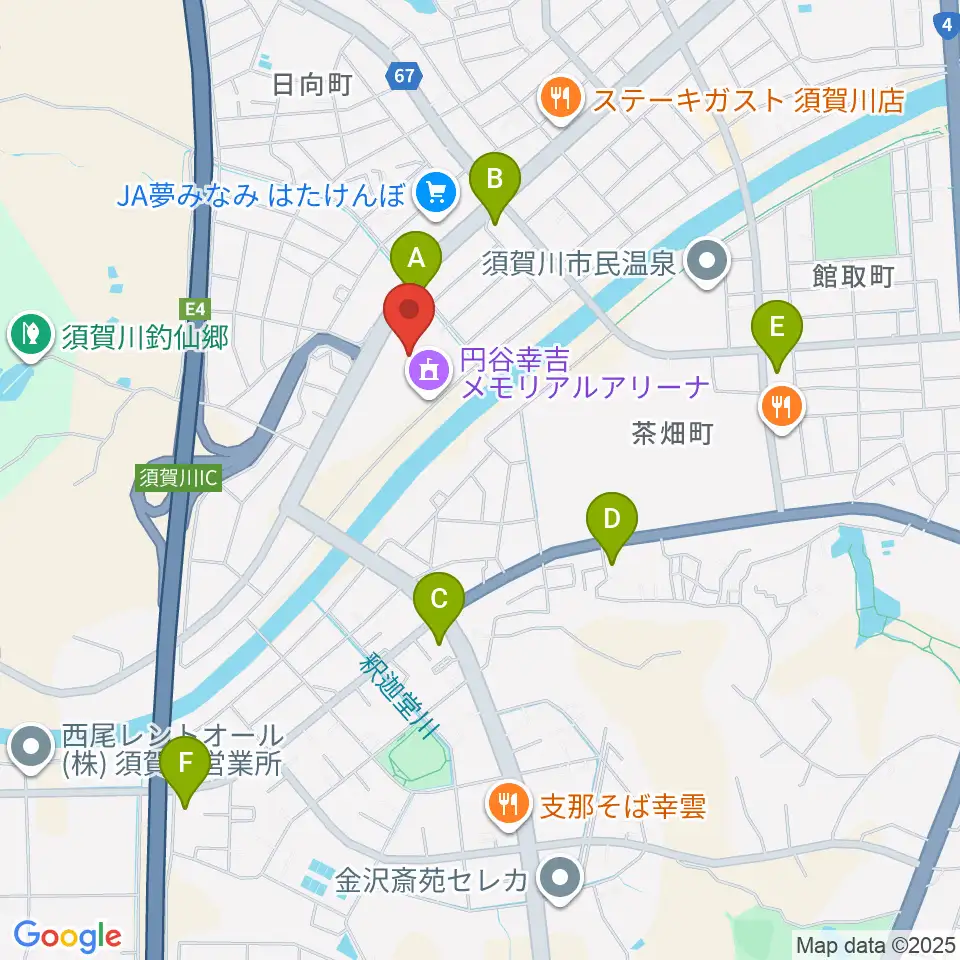 円谷幸吉メモリアルアリーナ周辺のコンビニエンスストア一覧地図