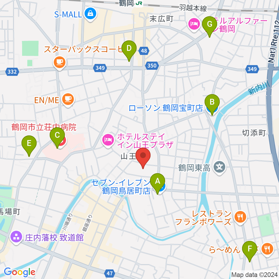 鶴岡まちなかキネマ周辺のコンビニエンスストア一覧地図