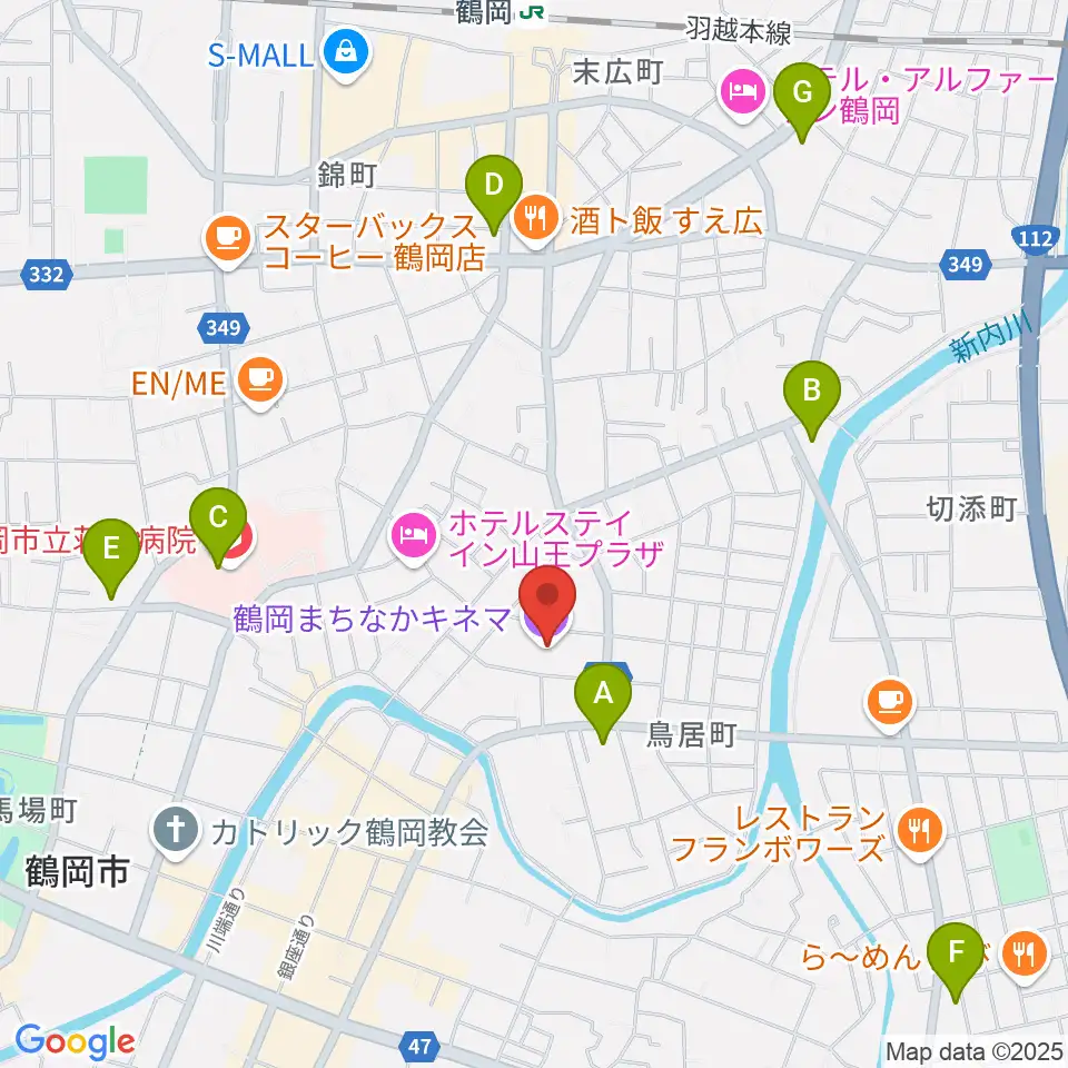 鶴岡まちなかキネマ周辺のコンビニエンスストア一覧地図
