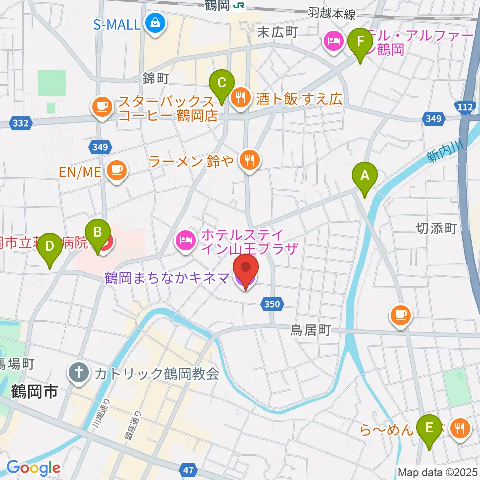 鶴岡まちなかキネマ周辺のコンビニエンスストア一覧地図