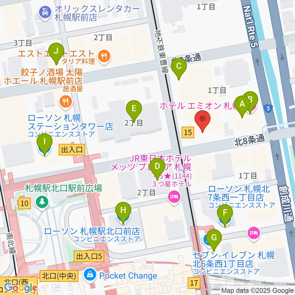 ジョブキタ北八劇場周辺のコンビニエンスストア一覧地図