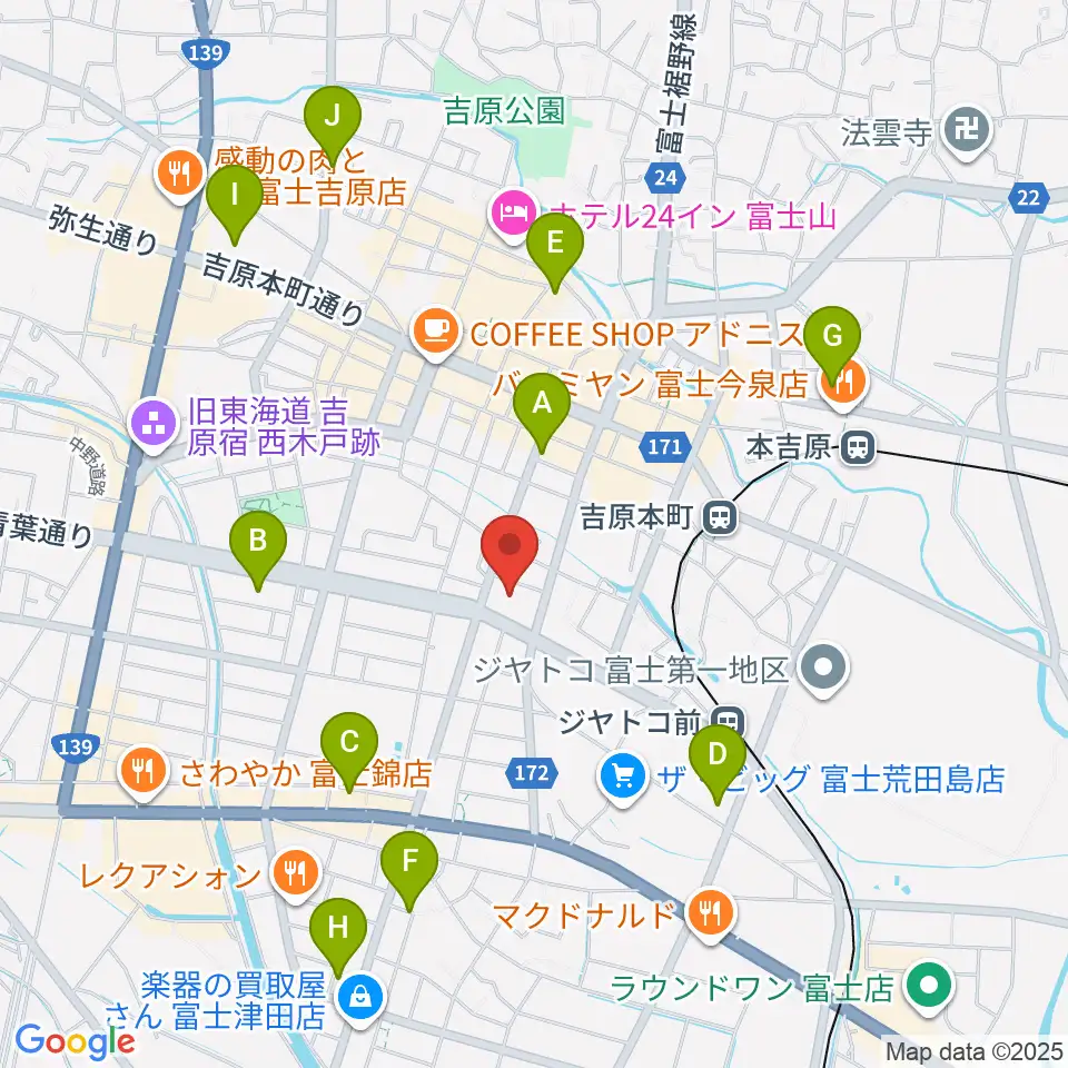 富士市立富士体育館周辺のコンビニエンスストア一覧地図