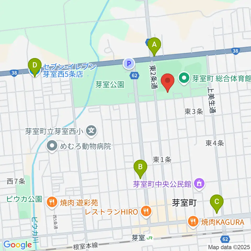 芽室町温水プール周辺のコンビニエンスストア一覧地図