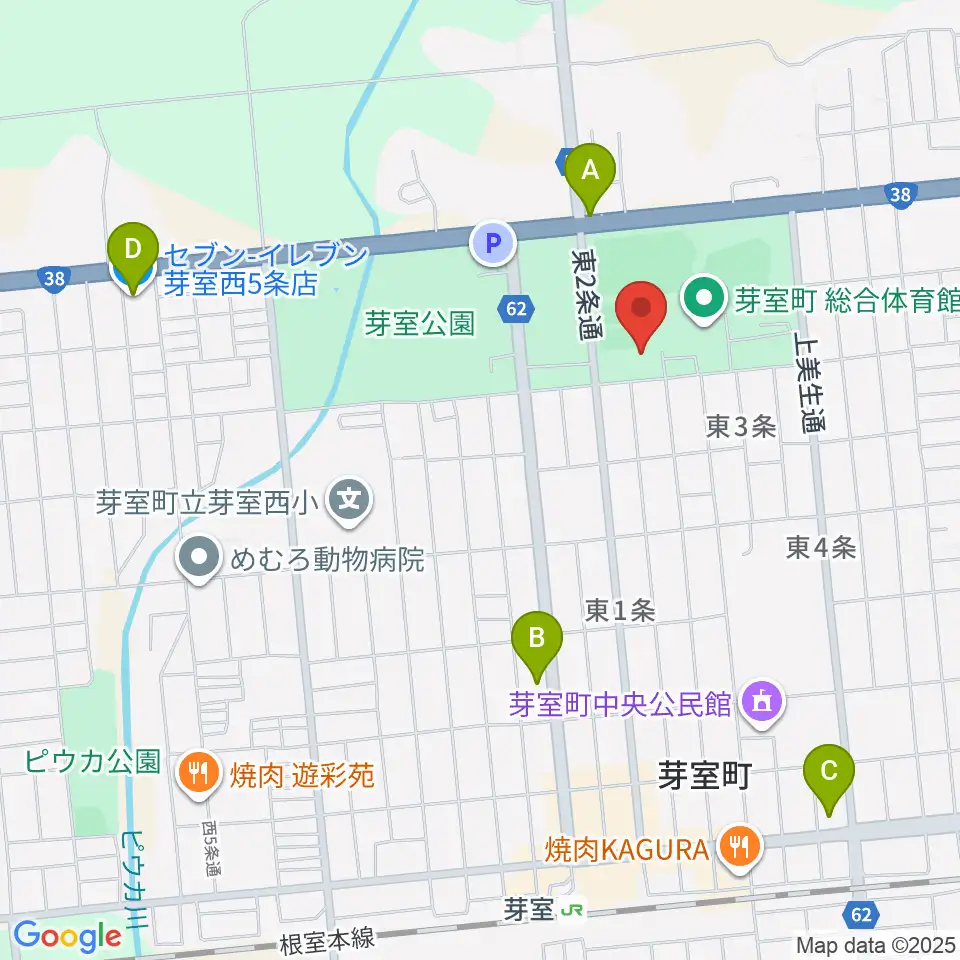 芽室町温水プール周辺のコンビニエンスストア一覧地図
