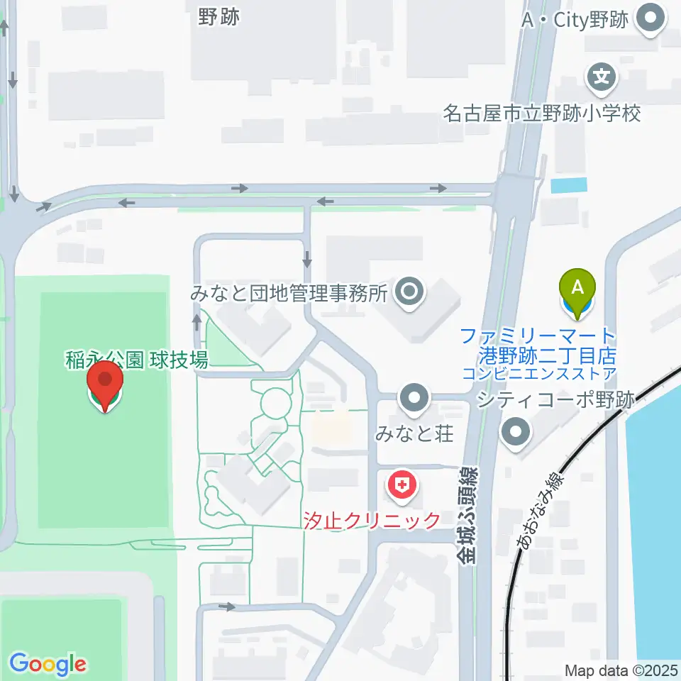 稲永公園球技場周辺のコンビニエンスストア一覧地図