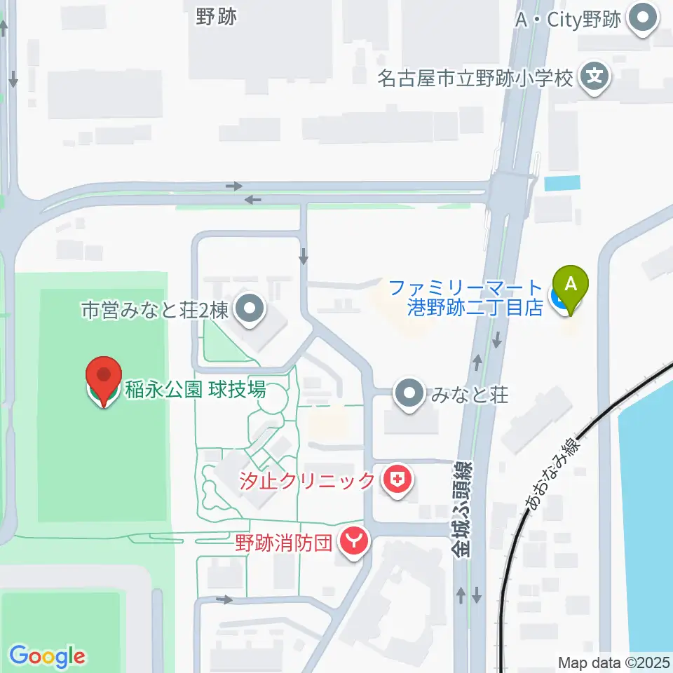 稲永公園球技場周辺のコンビニエンスストア一覧地図