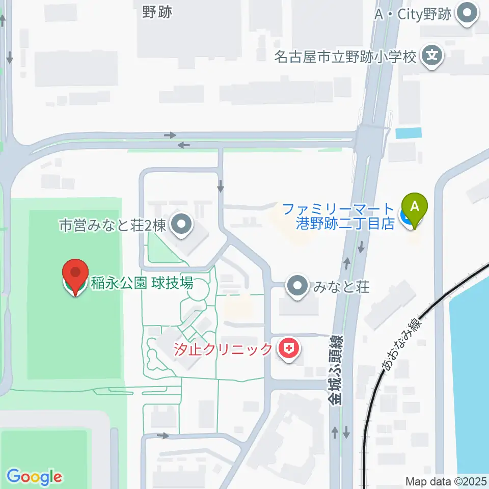 稲永公園球技場周辺のコンビニエンスストア一覧地図