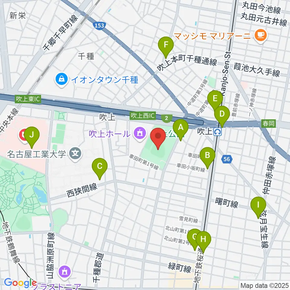 吹上公園野球場周辺のコンビニエンスストア一覧地図
