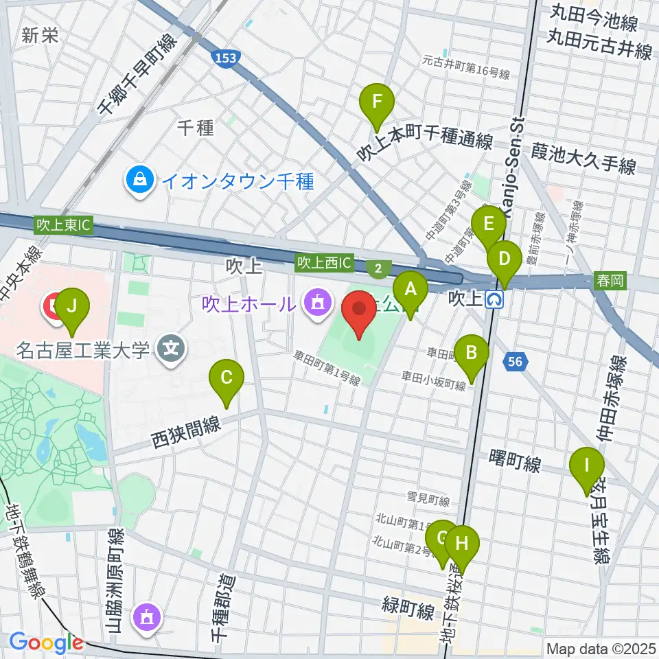 吹上公園野球場周辺のコンビニエンスストア一覧地図