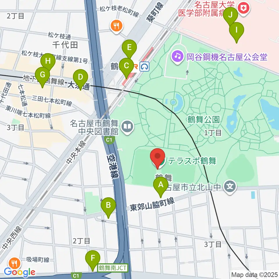 テラスポ鶴舞周辺のコンビニエンスストア一覧地図