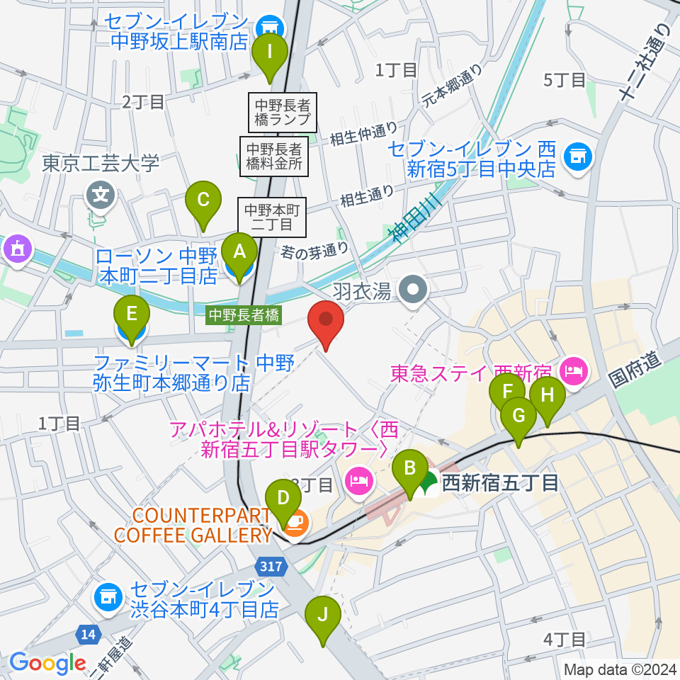 ファズイットスタジオ周辺のコンビニエンスストア一覧地図