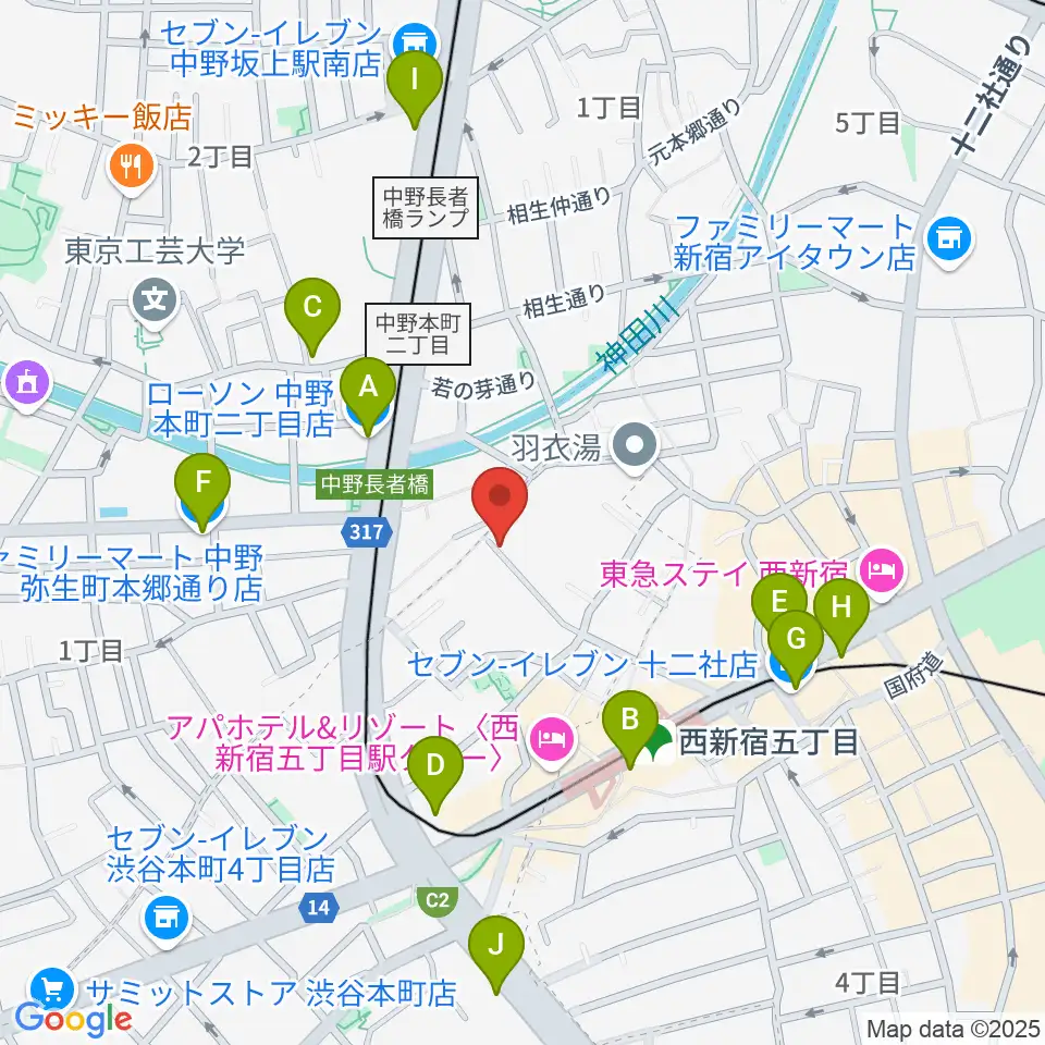ファズイット・スタジオ周辺のコンビニエンスストア一覧地図