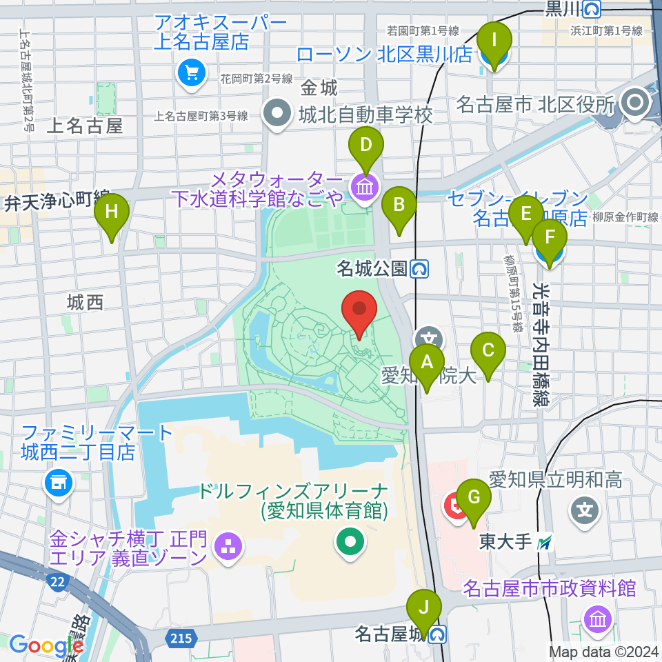 名城公園フラワープラザ周辺のコンビニエンスストア一覧地図