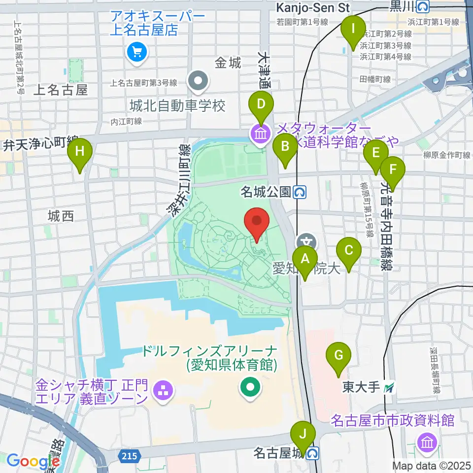 名城公園フラワープラザ周辺のコンビニエンスストア一覧地図