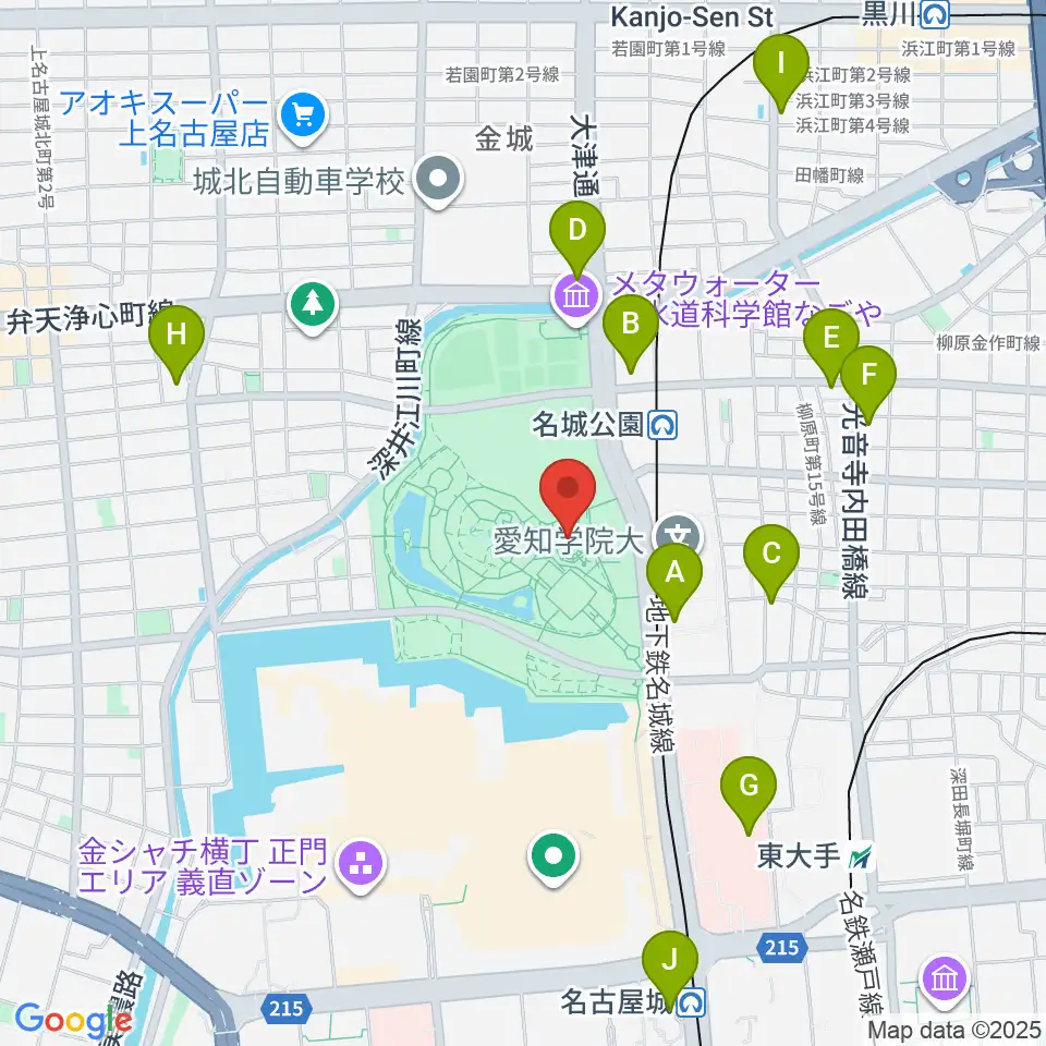 名城公園フラワープラザ周辺のコンビニエンスストア一覧地図